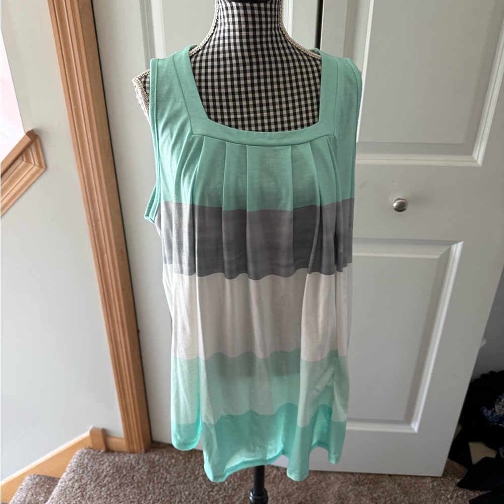Mint Green and Gray Sleeveless Top